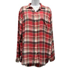 Denim & Supply RL Boyfriend Red Plaid Flannel Shirt Cabincore Western Womens L